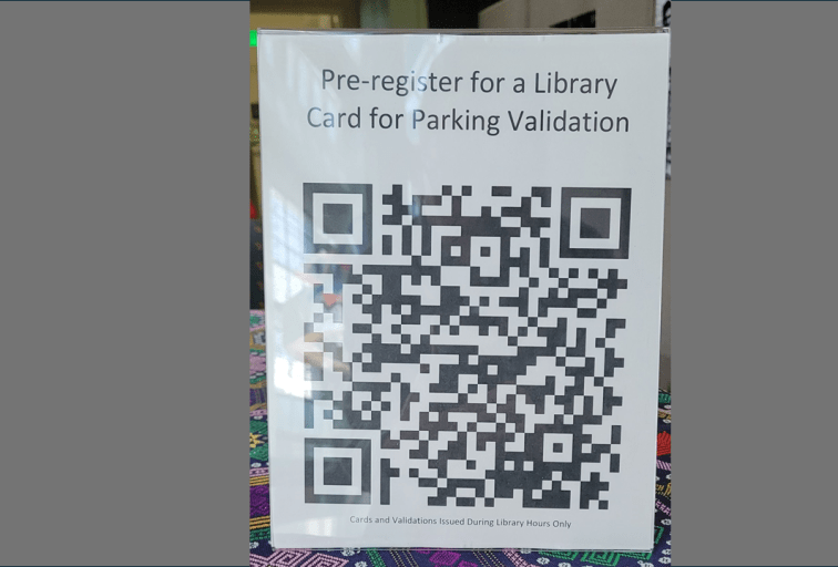 QR Code for Pre-registration for a Library Card for Parking Validation
