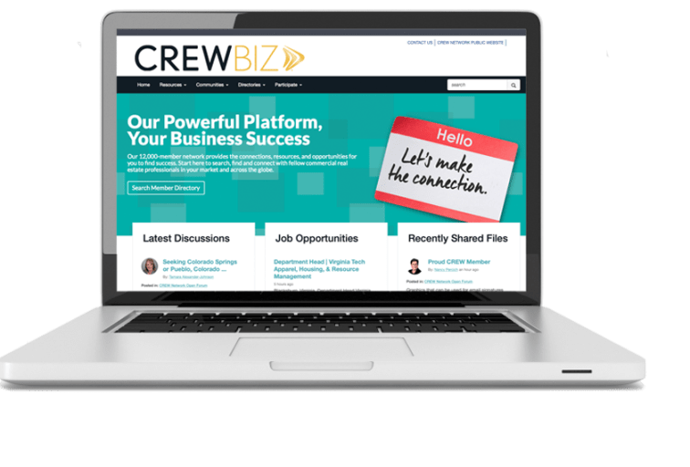laptop with crewbiz homepage open