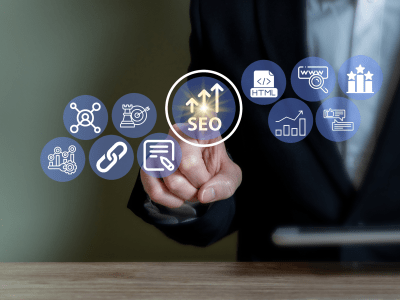 Web positioning tools, SEO concept.