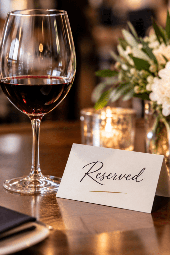 wine-glass-with-reserved-name-plate-on-table