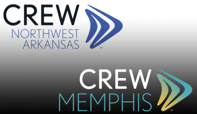 CREW Northwest Arkansas and CREW Memphis logos
