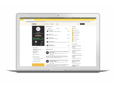 laptop with crewbiz homepage open