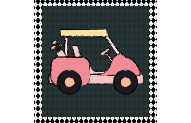 pink golf cart