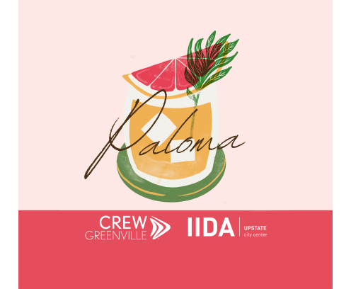 Paloma drawn cocktail with grapefruit slice.