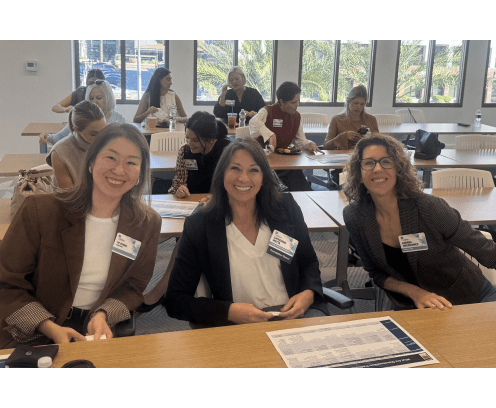 Three women sitting at a table