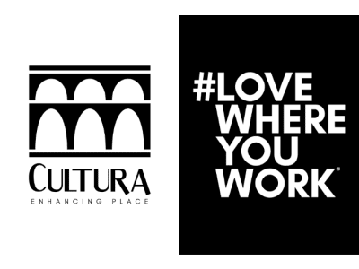 Cultura black and white DEI pledge logo