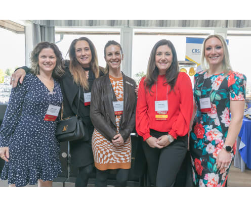 Five ladies at a reception for CREW NJ