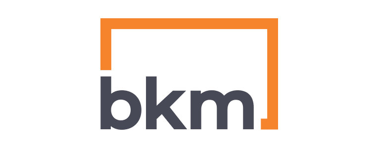 Black and orange BKM Capital Partners logo