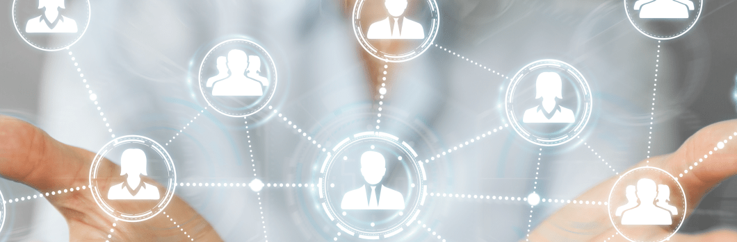 social networking illustration with outstretched hands