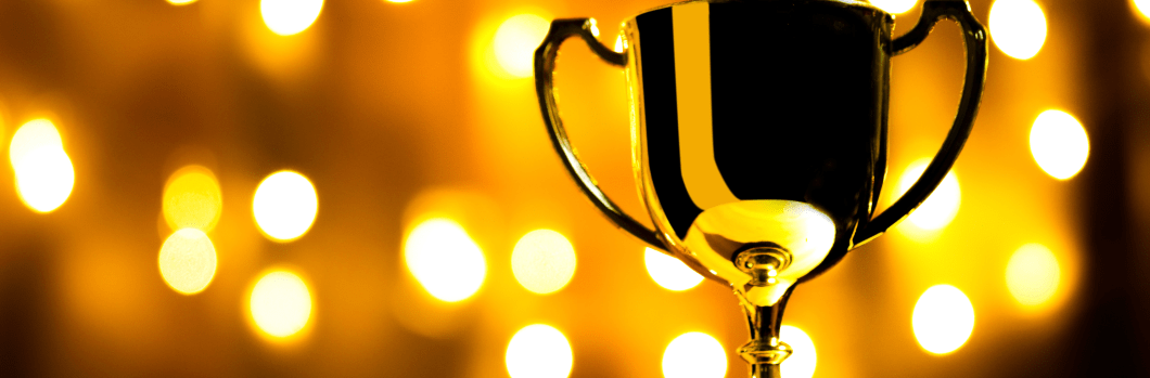 trophy with spotlights in the background