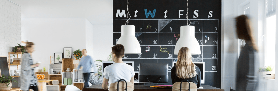 Young people working in trendy friendly office