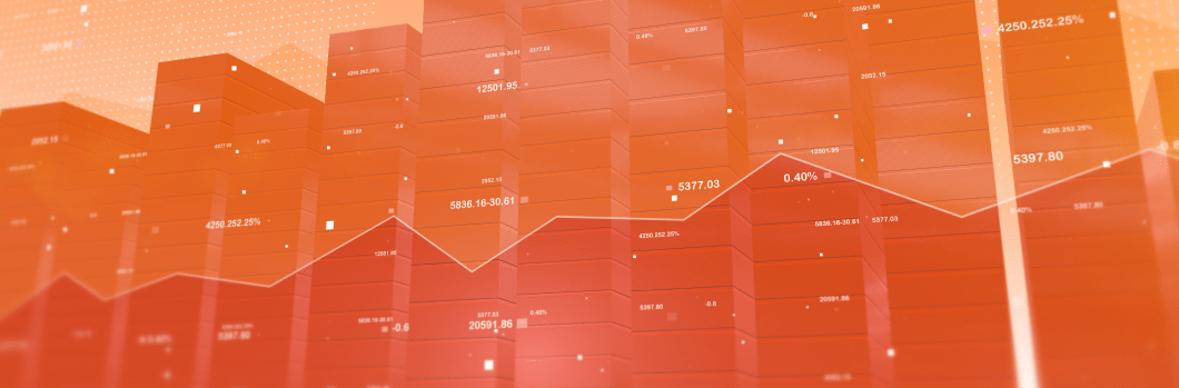 stock data charts of a business economy washed in orange
