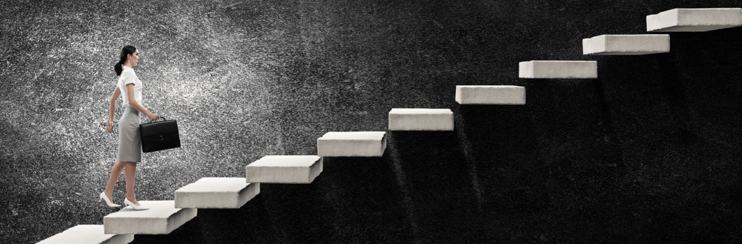 Woman going up stairs