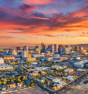 Phoenix, Arizona, USA Downtown Skyline Aerial.