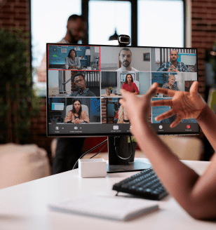 People talking to each other in webinar