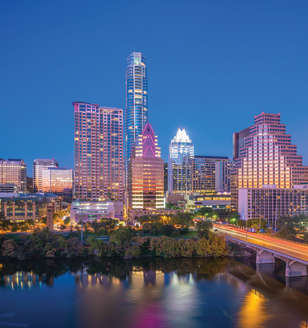 Austin, Texas skyline at night