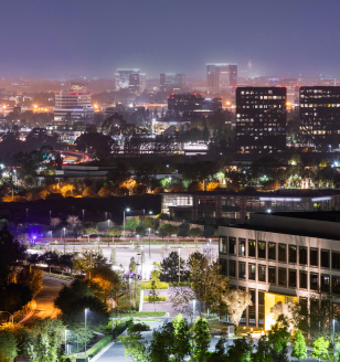 Costa Mesa, California skyline converging