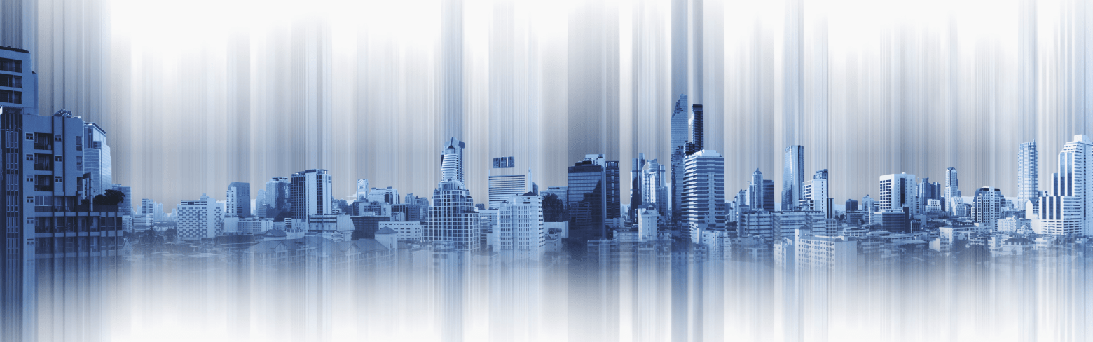 Blue panoramic city with motion graphic, technology city connection