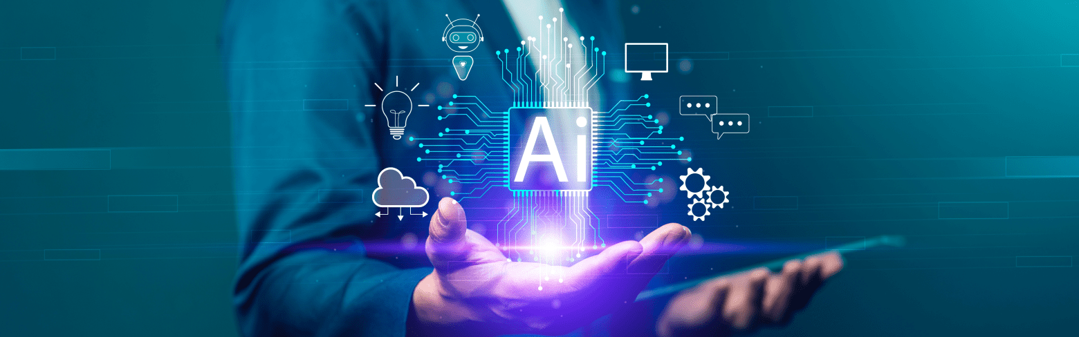 ai artificial intelligence with technology to planning business information data, tech, network. human use AI to help work, AI Learning and Artificial Intelligence for Business, modern technology.