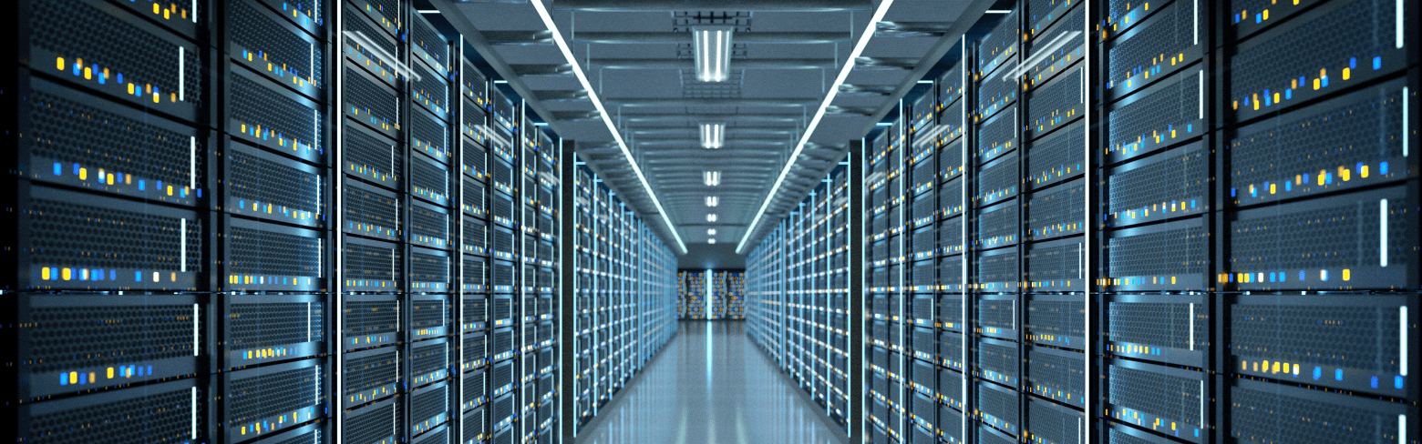 View of a Server room data center - 3d rendering