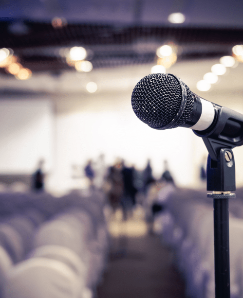 Microphone in Conference Seminar room Event Background