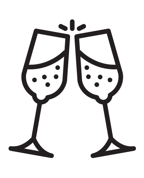 Champagne Glasses Toast line icon. linear style sign for mobile concept and web design. Clinking glasses outline vector icon. Symbol, logo illustration. Vector graphics