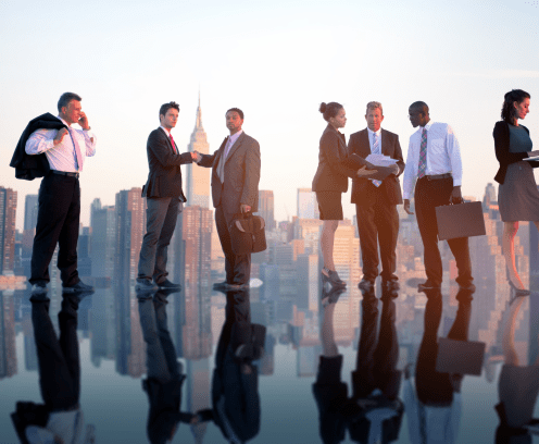 Business People Working Together Rooftop City Concept