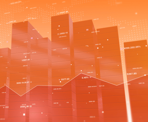 stock data charts of a business economy washed in orange