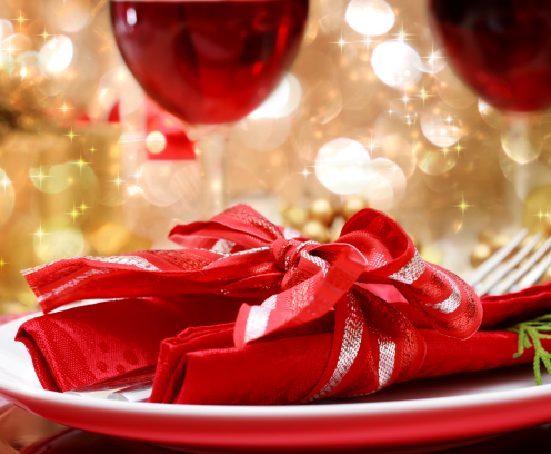 Decorated Christmas Dinner Table Setting