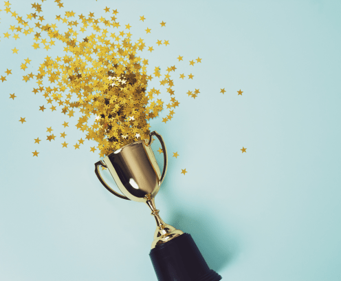 image of litllte gold cup , concept for winning or sucess
