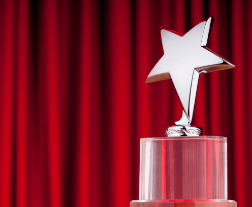 Star award against curtain background