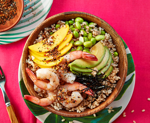 bowl of colorful food poke