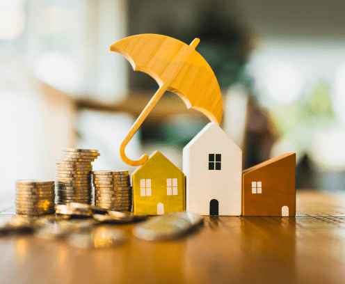 Model house with coins