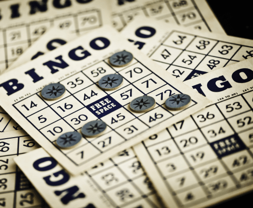 Vintage bingo cards and markers