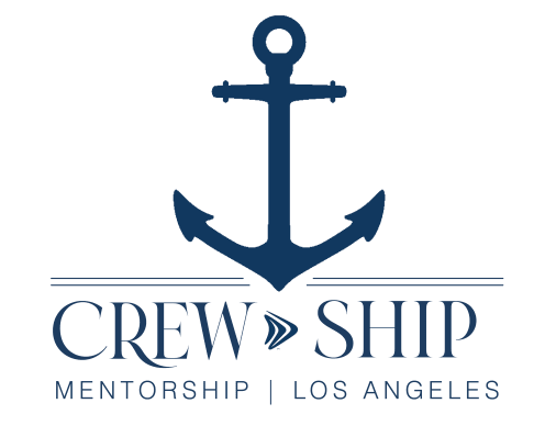 Anchor illustration above the words CREW Ship Mentorship, Los Angeles