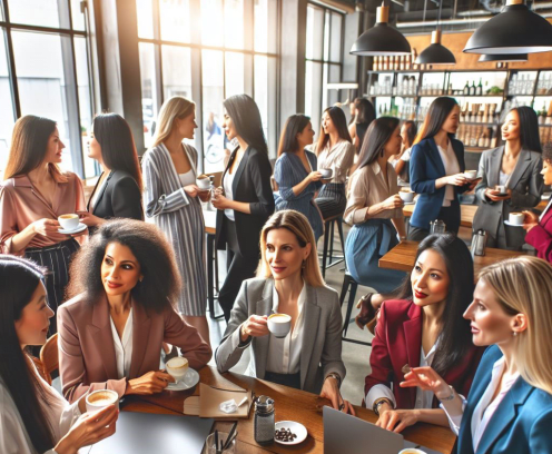 Group of women chatting and having coffee