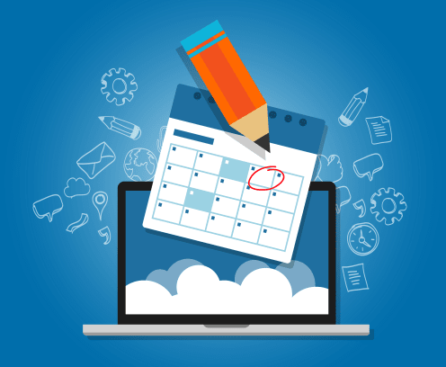 mark circle your calendar agenda online cloud planning laptop vector