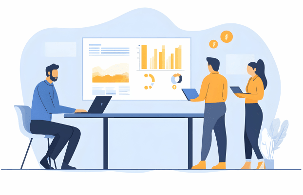 coworkers-analyzing-graphs-and-reports-to-strategize-financial-growth