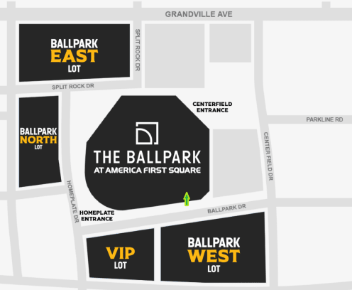 Parking map for The Ballpark at America First Square