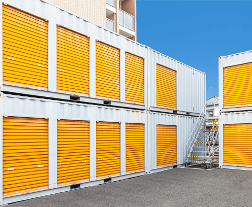 Outside atmosphere of a small rental storage room
