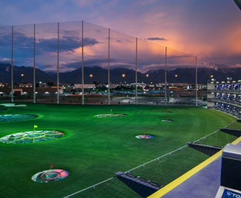 topgolf in the evening at sunset