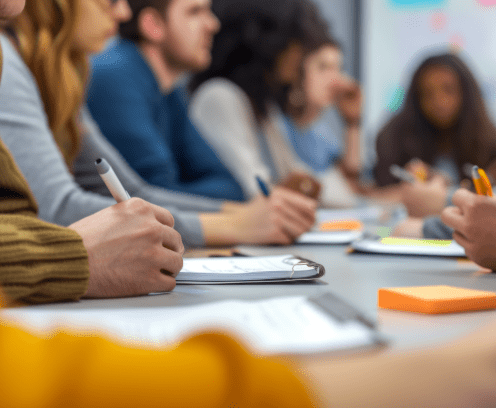 blurred-group-young-professionals-taking-notes