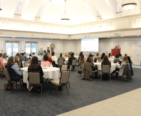 Full room at monthly luncheon