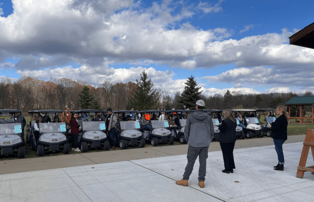 Golf Carts lined up.