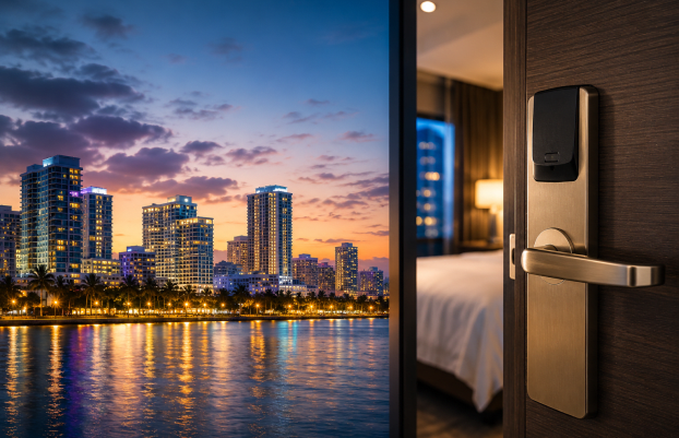 open-hotel-door-background-nighttime-miami