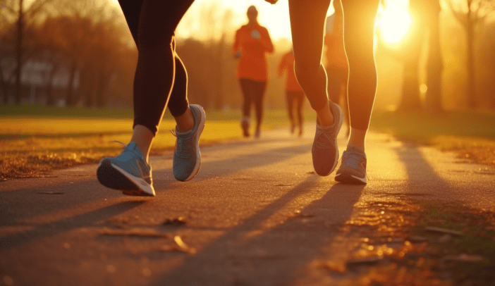 women walking in the park at sunset