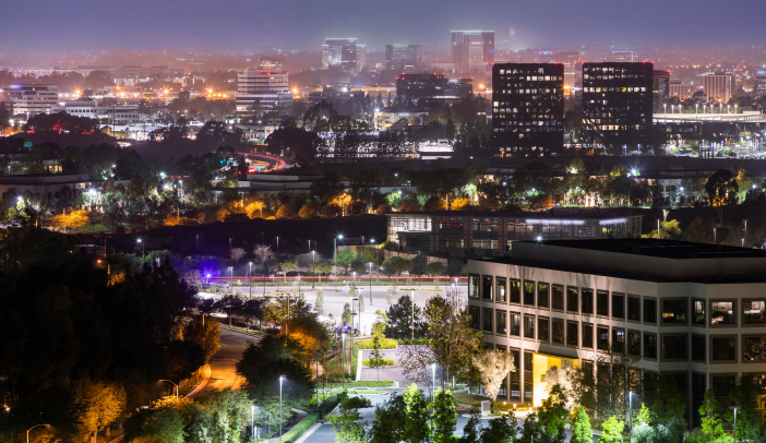 Costa Mesa, California skyline converging