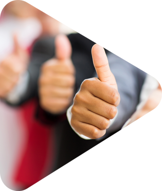 closeup portrait of business people giving thumbs up