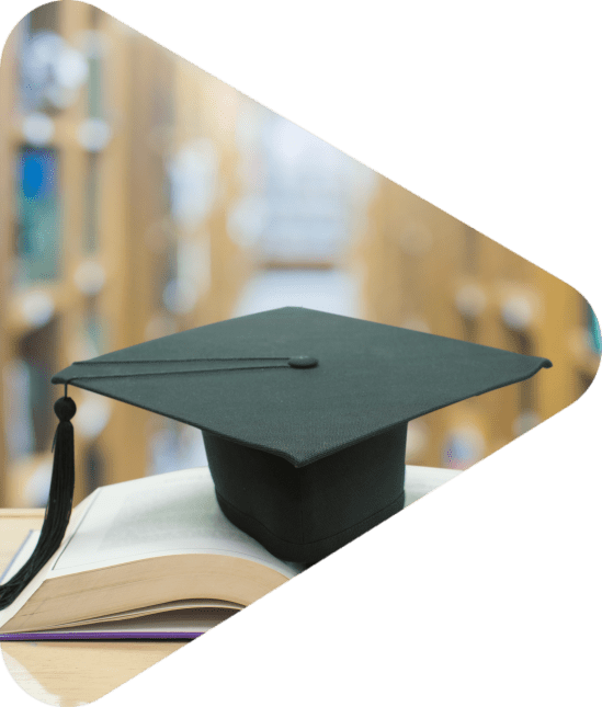 graduation cap over open Books on Library room,Education concept