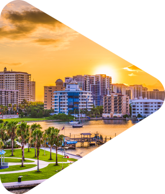 Sarasota, Florida, USA downtown skyline on the bay.